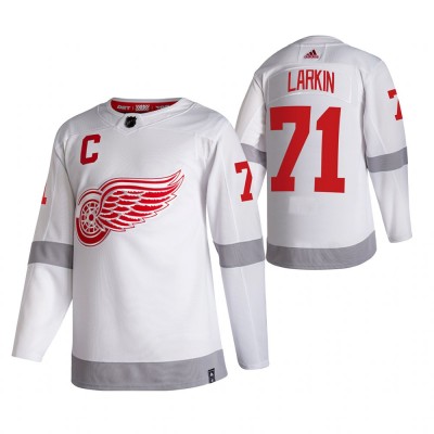 Detroit Red Wings #71 Dylan Larkin White Men's Adidas 2020-21 Reverse Retro Alternate NHL Jersey Men's